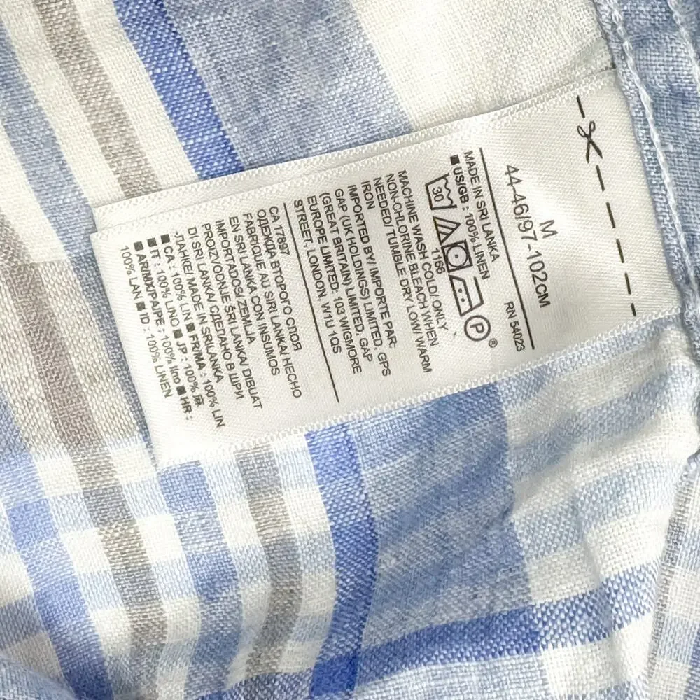Banana Republic Men's Linen Plaid Button-Up Shirt - Medium